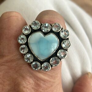 Silver and Blue Heart Ring